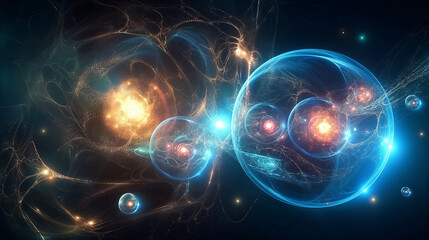 The quantum realm, quantum particles, quantum computing, galaxy-like. Generative AI
