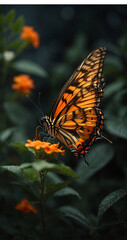 Fototapeta premium butterfly, flowers, spring, nectar, colorful, night scene