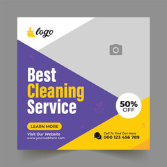 Corporate office and house cleaning service business promotion social media post or web banner template design. Housekeeping, wash, clean, or repair service marketing flyer