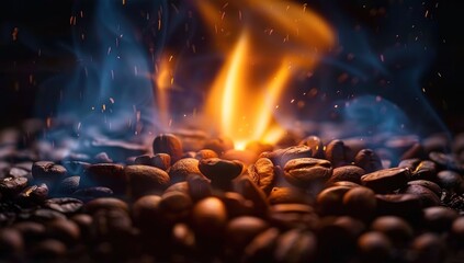 Roasting coffee beans capturing essence of rich aroma and taste close up view of transformation from green to brown art of turning raw beans into beverage for espresso cappuccino and morning coffee