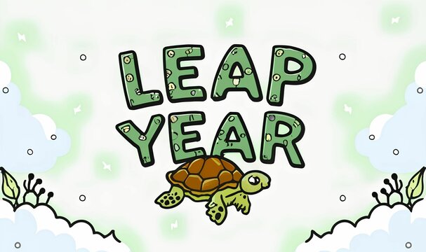 Leap Year Background, Happy Leap Year, Leap Year ,Joyful Leap Year Celebration with Turtle