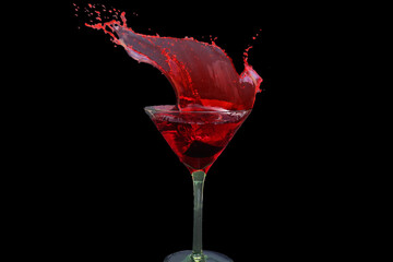 Red martini glass splash