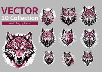 Wolf Angry Face illustrator Vector
