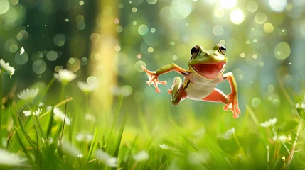 Abwaschbare Fototapete Happy frog jumping © Mishi
