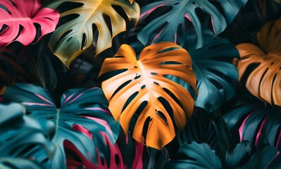 Vivid tropical Leaves Showcasing Vibrant Colors and Natural Patterns