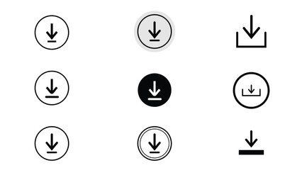 Download icon set. Download button Collection. Download files icons vector. simple download icon isolated on white background. Arrow downloading icon. Vector illustration