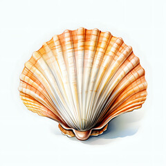 Vibrant Seashell Illustration.

A highly detailed illustration of a seashell with vibrant shades of orange and cream, showcasing the natural beauty and intricate patterns of ocean life.