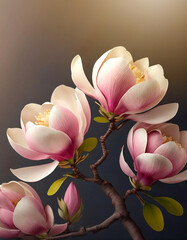 Piękne pastelowe kwiaty Magnolii, tapeta, dekoracja. Generative AI