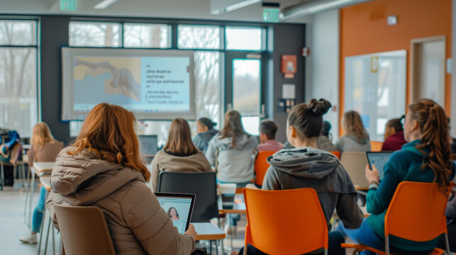 Engaged Audience at Support Group Session for New Parents, Community Center Learning Environment