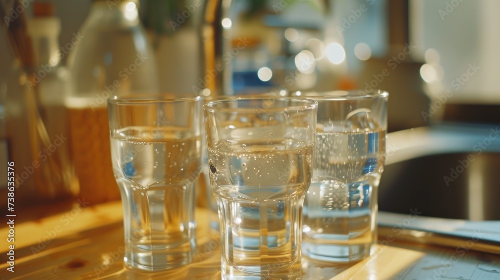 Fototapete a collection of glasses placed neatly on a table. suitable for various occasions and events
