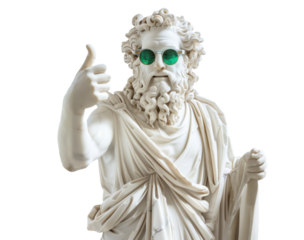 Ancient Greek statue thumb up wear colorful sunglasses