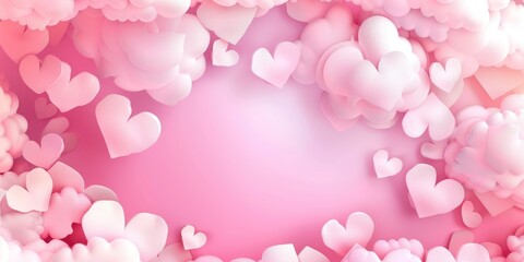 A pink background filled with numerous white hearts. Perfect for adding a touch of love and romance to any design or project
