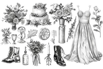 A drawing featuring a collection of various items. Perfect for adding a touch of creativity to any project