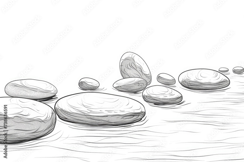 Aufkleber a simple black and white drawing depicting rocks in water. can be used for various design projects