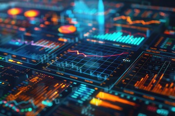 Close up of a computer screen displaying various graphs. Suitable for business and finance concepts