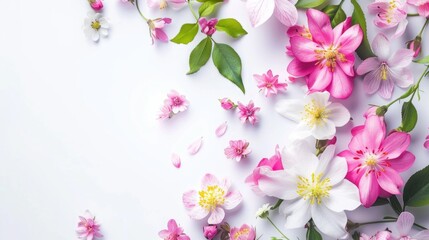 A simple and elegant image featuring pink and white flowers against a clean white background. Ideal for various design projects