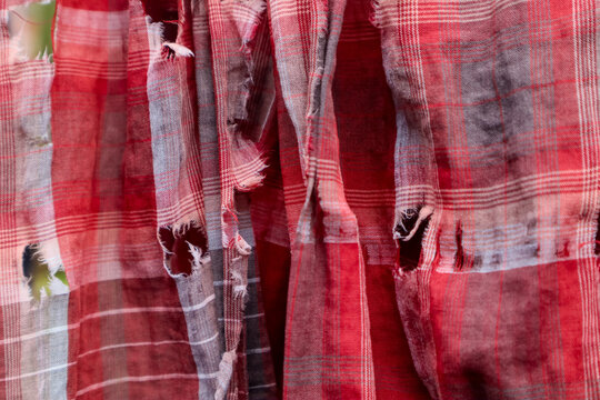 Hole red sarong fabric