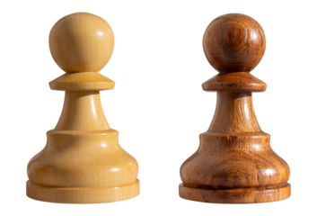 chess pawns set isolated black white wooden pieces collage cutout element for mixed media design transparent background