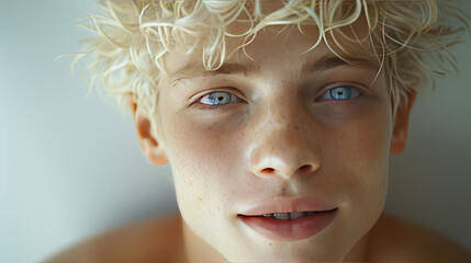 Albino boy portrait