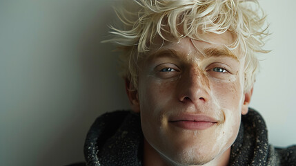 Albino boy portrait