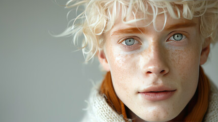Albino boy portrait