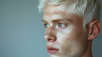 Albino boy portrait