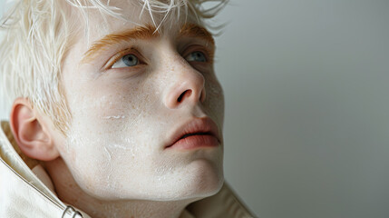 Albino boy portrait