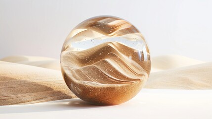 desert earth globe made of sand on white background, drought, global warming, plastic waste, ecology, nature suffering human impact, CSR, fossil fuel - obrazy, fototapety, plakaty