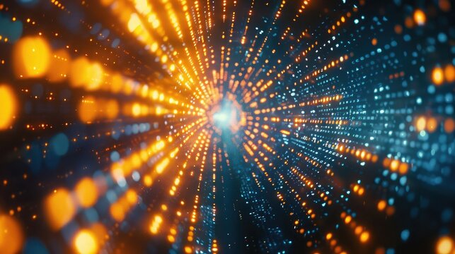 Digital binary code matrix background - 3D rendering of a scientific technology data binary code network conveying connectivity, complexity and data flood of modern digital age - Powered by Adobe