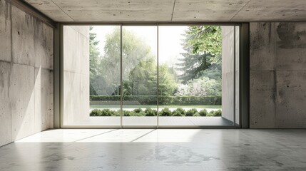 Modern Entrance Hall with Expansive Garden Scene