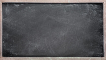 Chalk rubbed out on blackboard with a blank copy space - obrazy, fototapety, plakaty
