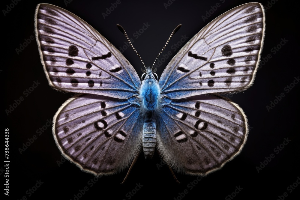 Poster a close-up view of a butterfly against a black background. this image can be used for various purpos