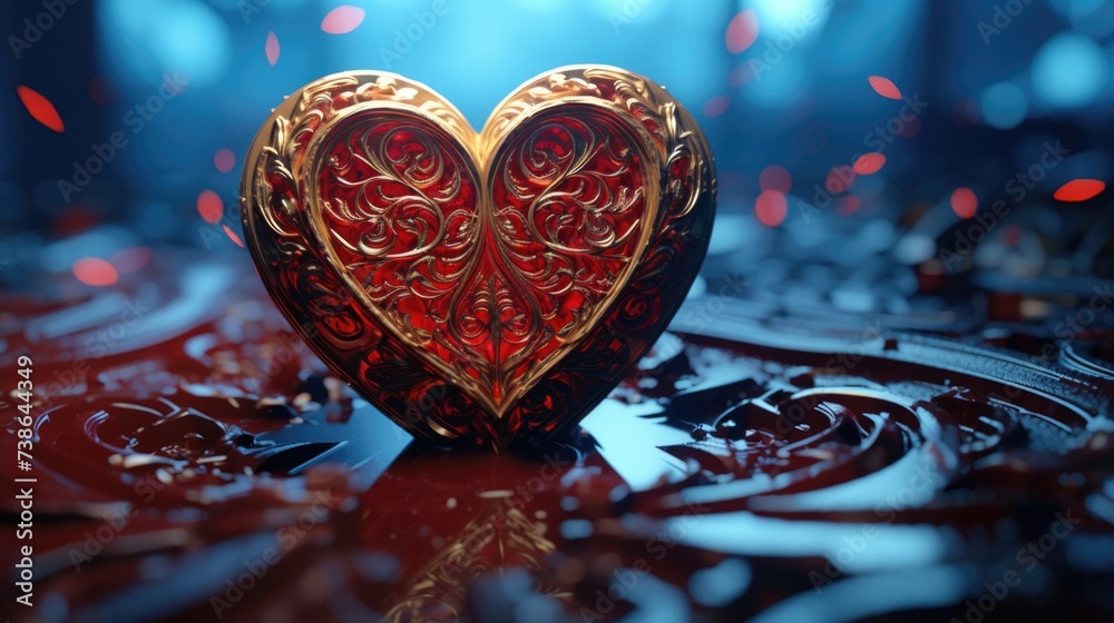 Poster A heart shaped object placed on top of a table. Suitable for various occasions and themes