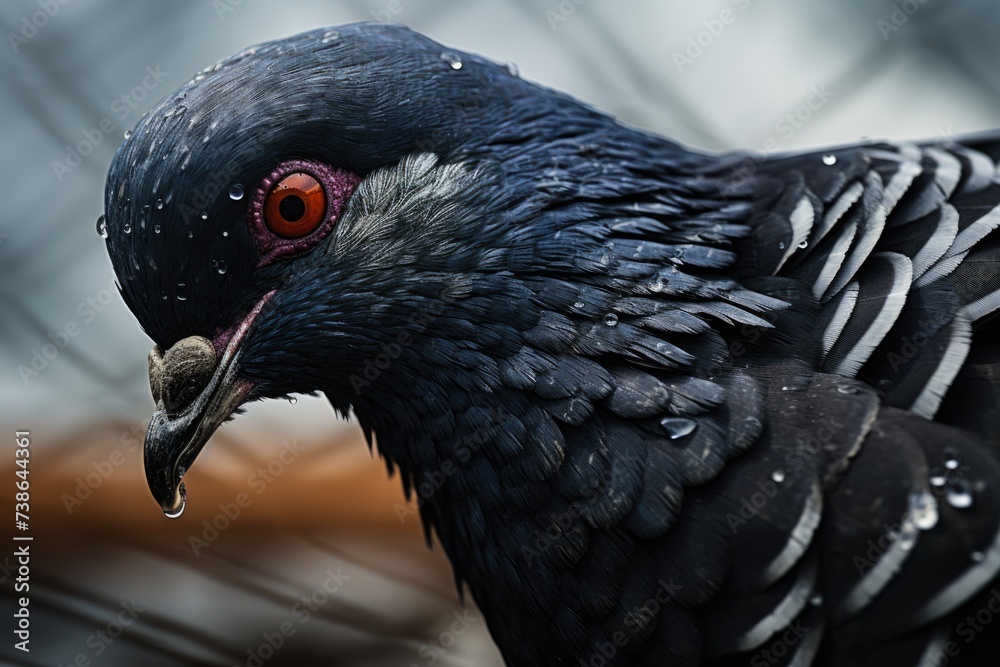 Poster a detailed close-up image of a bird with a striking red eye. perfect for nature enthusiasts and bird