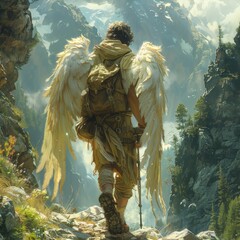 Angel guiding lost hikers to safety a gentle presence in the wilderness