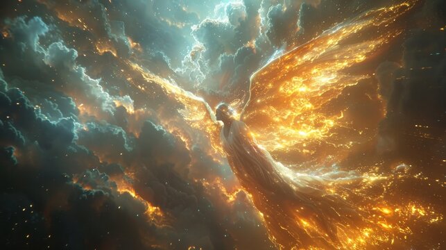 Angel crafting nebulae as sanctuaries for lost cosmic souls a respite from the dark