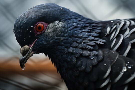 A detailed close-up image of a bird with a striking red eye. Perfect for nature enthusiasts and birdwatchers.
