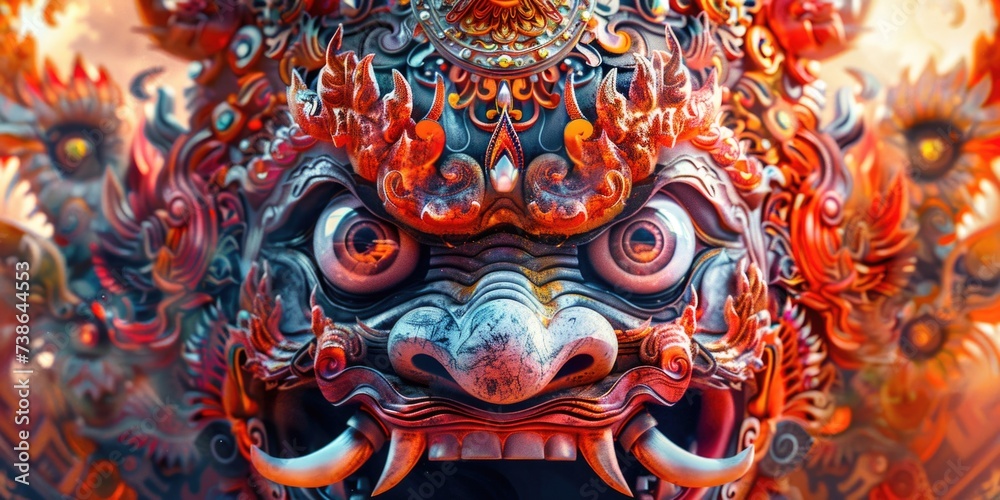 Aufkleber A detailed close-up of a menacing demon statue. Perfect for dark and mysterious themes
