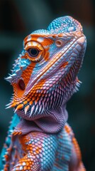 Obraz premium Bearded dragon with asteroid scales space rock bask cosmic dragon