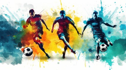 A group of soccer players running after a soccer ball. Perfect for sports and action-themed designs - obrazy, fototapety, plakaty