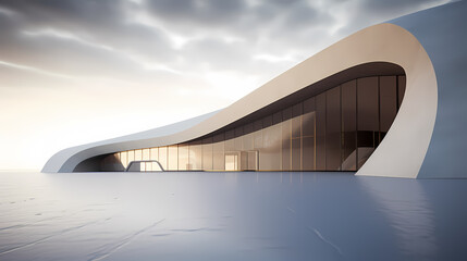 Modern polygonal building exterior design, future architecture