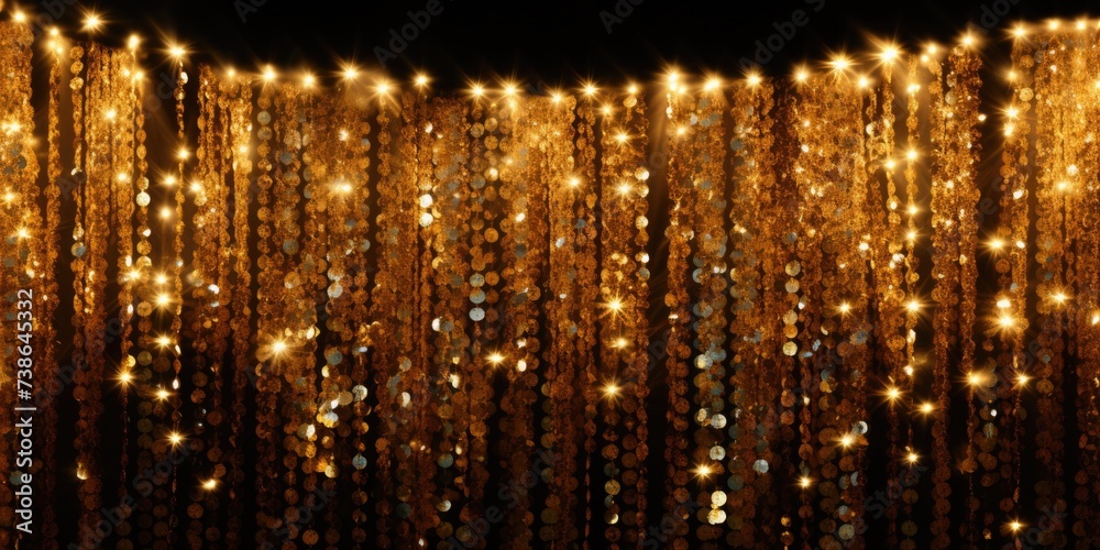 Poster A room filled with an abundance of lights hanging from the ceiling. This picture can be used to add a warm and inviting atmosphere to various settings