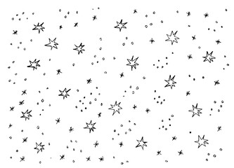 There is a black outline of stars on white