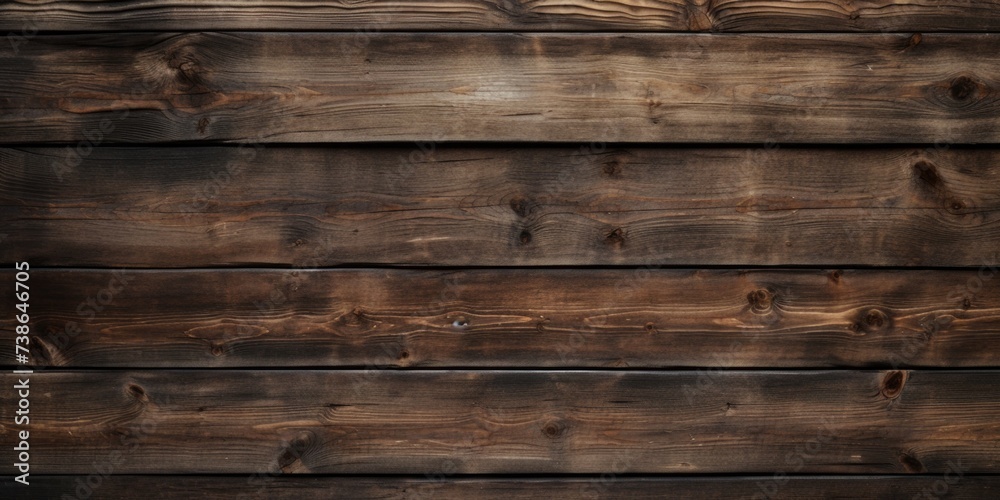 Poster A close-up view of a wooden wall with a clock mounted on it. This image can be used to depict time, vintage decor, or rustic interiors