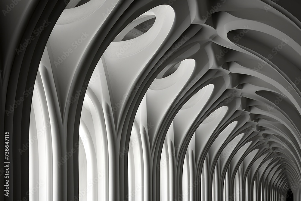Poster a black and white photo of a long hallway. perfect for adding a sense of mystery and intrigue to any