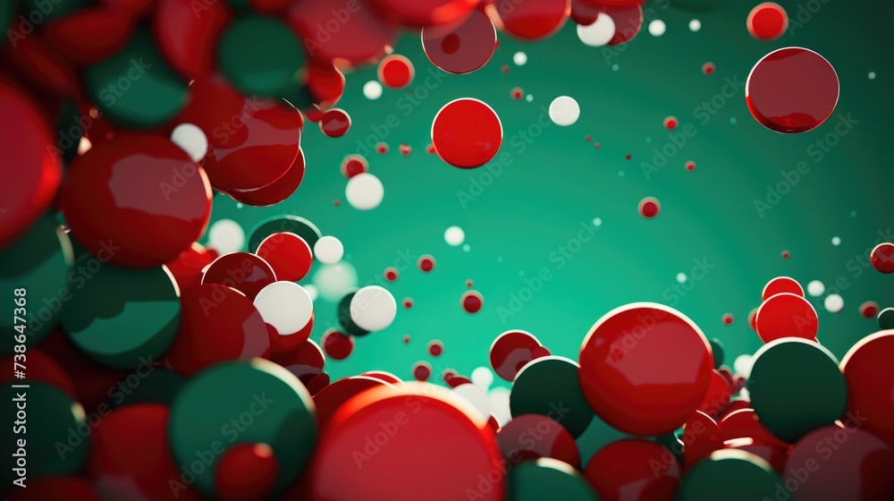 Poster a vibrant image featuring a bunch of red and green balloons floating in the air. perfect for celebra