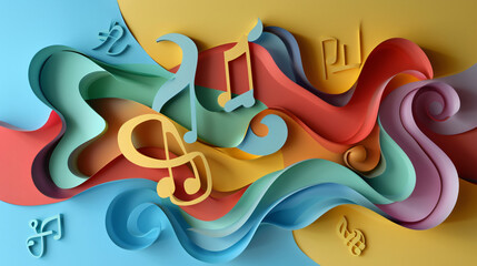 Paper sculpture music sound illustration background