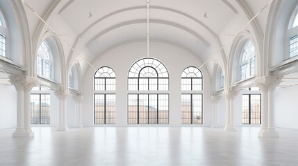 Obraz premium Large beautiful windows in white room UHD WALLPAPER