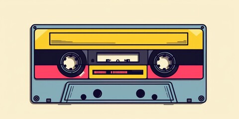 Obraz premium Retro cassette player with colorful design, perfect for nostalgic themes or music concepts