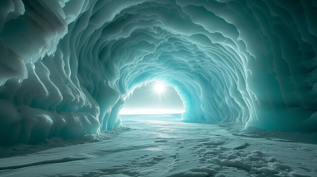 Nature's frozen masterpiece glimmers within the icy walls of the cave, illuminating a path of wonder and mystery © mendor